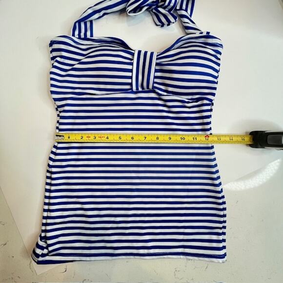 Beverly Swimwear Blue & White Stripe Tankini Swimsuit Top Sz Small - Picture 7 of 9